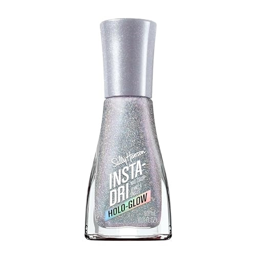 Sally Hansen Insta-Dri Holo-Glow, Euphoric, Quick Dry, Long Lasting, Semi Opaque, Holographic Silver Nail Polish