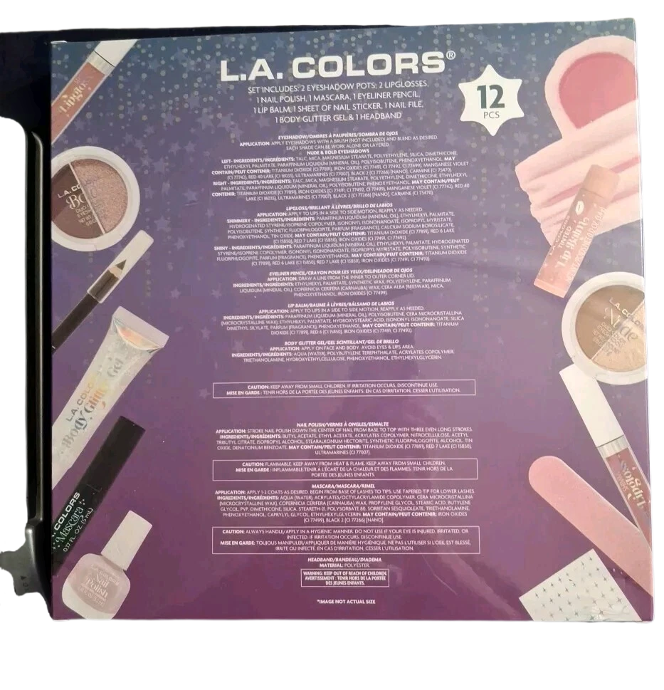 L.A. Colors Countdown To Beaty Makeup Surprise 12 Piece Set - Eyeshadow, Lipgloss, Mascara. Eyeliner,Lip Balm and more