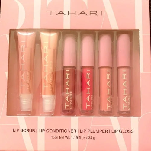 Tahari 6-Piece Limited Edition Gift Set - Lip Scrub, Lip Conditioner, Lip Plumper, Lip Gloss