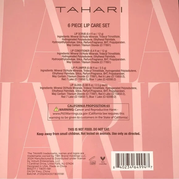 Tahari 6-Piece Limited Edition Gift Set - Lip Scrub, Lip Conditioner, Lip Plumper, Lip Gloss