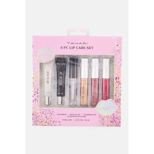 Tahari 6-Piece Limited Edition Gift Set - Lip Scrub, Rescue Lip , Plumping Lip , 3 Lip Gloss