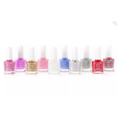 L.A. COLORS 10pc All Is Bright High Gloss Nail Polish Set, Stay Polished