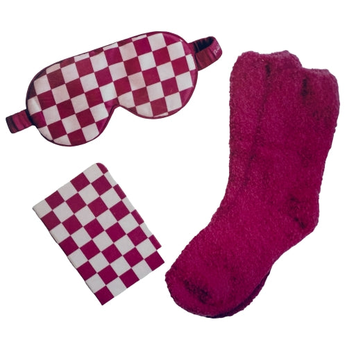 Packed Party Cuddle Up 3 Pieces Gift Set - Satin Sleep Mask, Fuzzy Socks, Journal