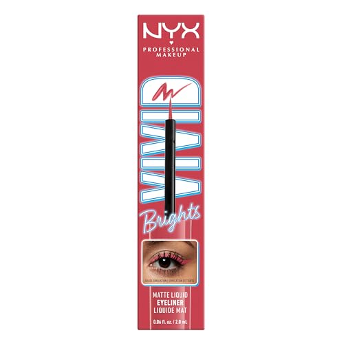 NYX PROFESSIONAL MAKEUP Vivid Brights Liquid Liner, Smear-Resistant Eyeliner with Precise Tip - On Red