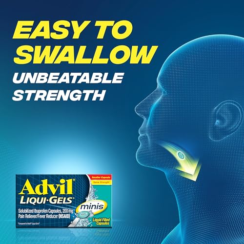 Advil Liqui-Gels minis Pain Reliever and Fever Reducer, Pain Medicine for Adults with Ibuprofen 200mg for Pain Relief - 8 Liquid Filled Capsules