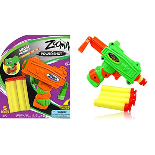 Fun-A-Ton Zooma Mini Pistol Dart Gun (1 Toy Gun Assorted) Plus 5 Small Soft Foam Darts Bullets for Kids & Adult, Boys Toys. Blaster Games. Party Favors Birthday Supplies Pinata Filler. 5483-1