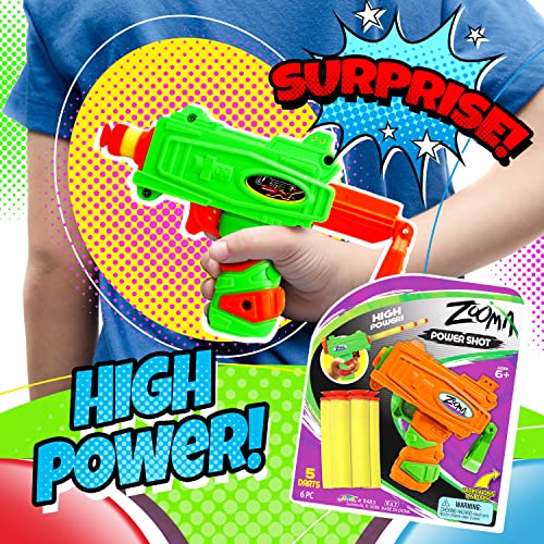 Fun-A-Ton Zooma Mini Pistol Dart Gun (1 Toy Gun Assorted) Plus 5 Small Soft Foam Darts Bullets for Kids & Adult, Boys Toys. Blaster Games. Party Favors Birthday Supplies Pinata Filler. 5483-1