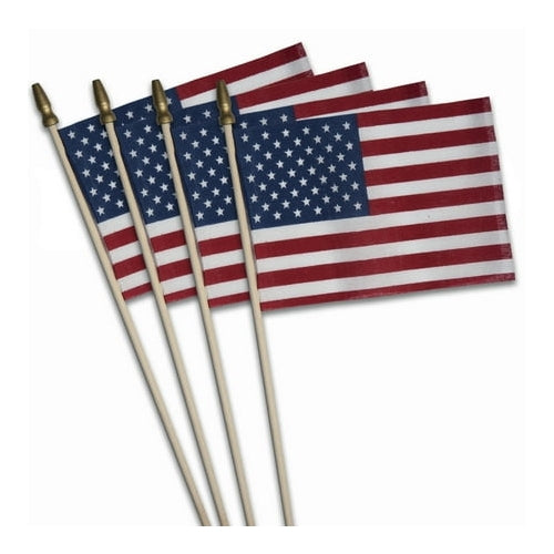 American Polycotton Stick Flag, 4" x 6" by Betsy Flags, 4-Pack