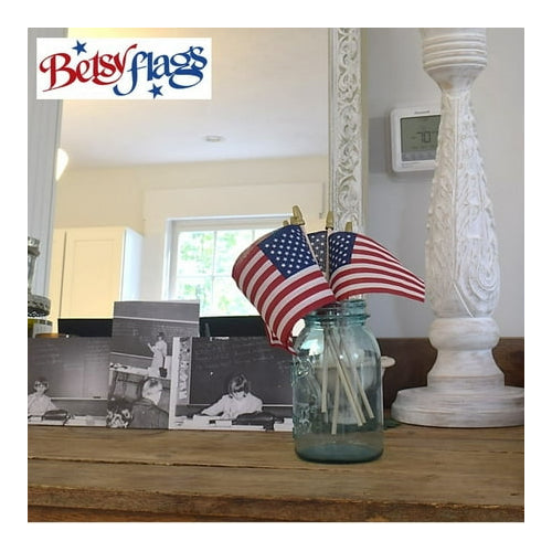 American Polycotton Stick Flag, 4" x 6" by Betsy Flags, 4-Pack