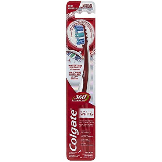 Colgate 360 Optic White Toothbrush, Medium, 1 Count