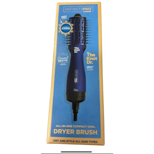 Infiniti Pro by Conair The Knot Dr All-in-One Compact Oval Hair Dryer Brush, Sapphire, 700 Watts
