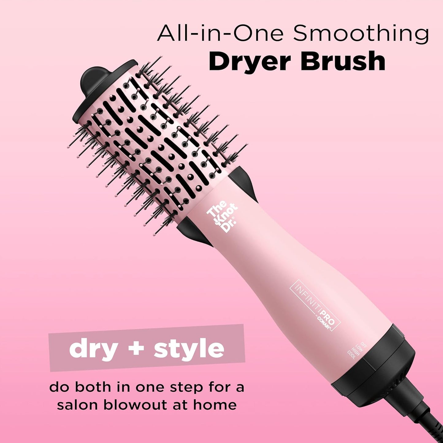 Infiniti Pro by Conair The Knot Dr All-in-One Compact Oval Hair Dryer Brush, Sapphire, 700 Watts