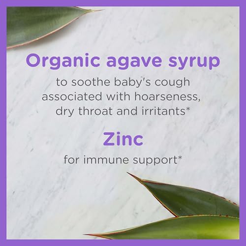 Zarbee's Baby Cough Syrup + Immune with Organic Agave + Zinc; Natural Grape Flavor; for Babies 6+ Months, 2 Fl Oz(Pack of 1)