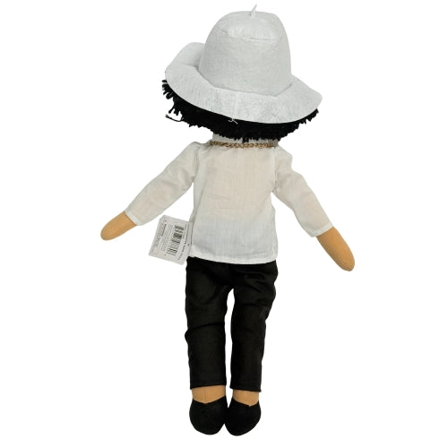 22" Sophie Decorative Boy Rag Doll - Black Pants White Shirt, Hat and Necklace