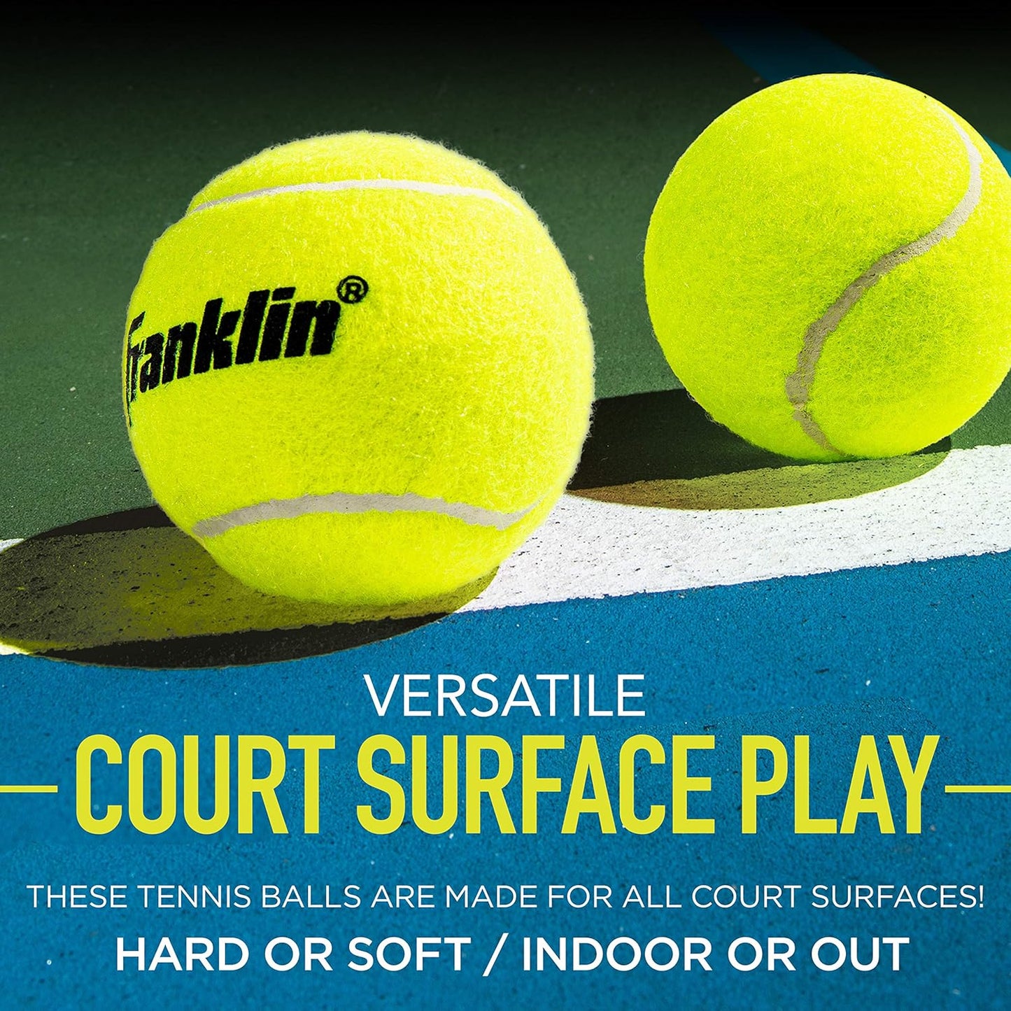 Franklin Sports Pressureless Tennis Balls - Official Size, Low Pressure - Great for Training + Practice - Low Bounce - All Court Surface - 3 Pack