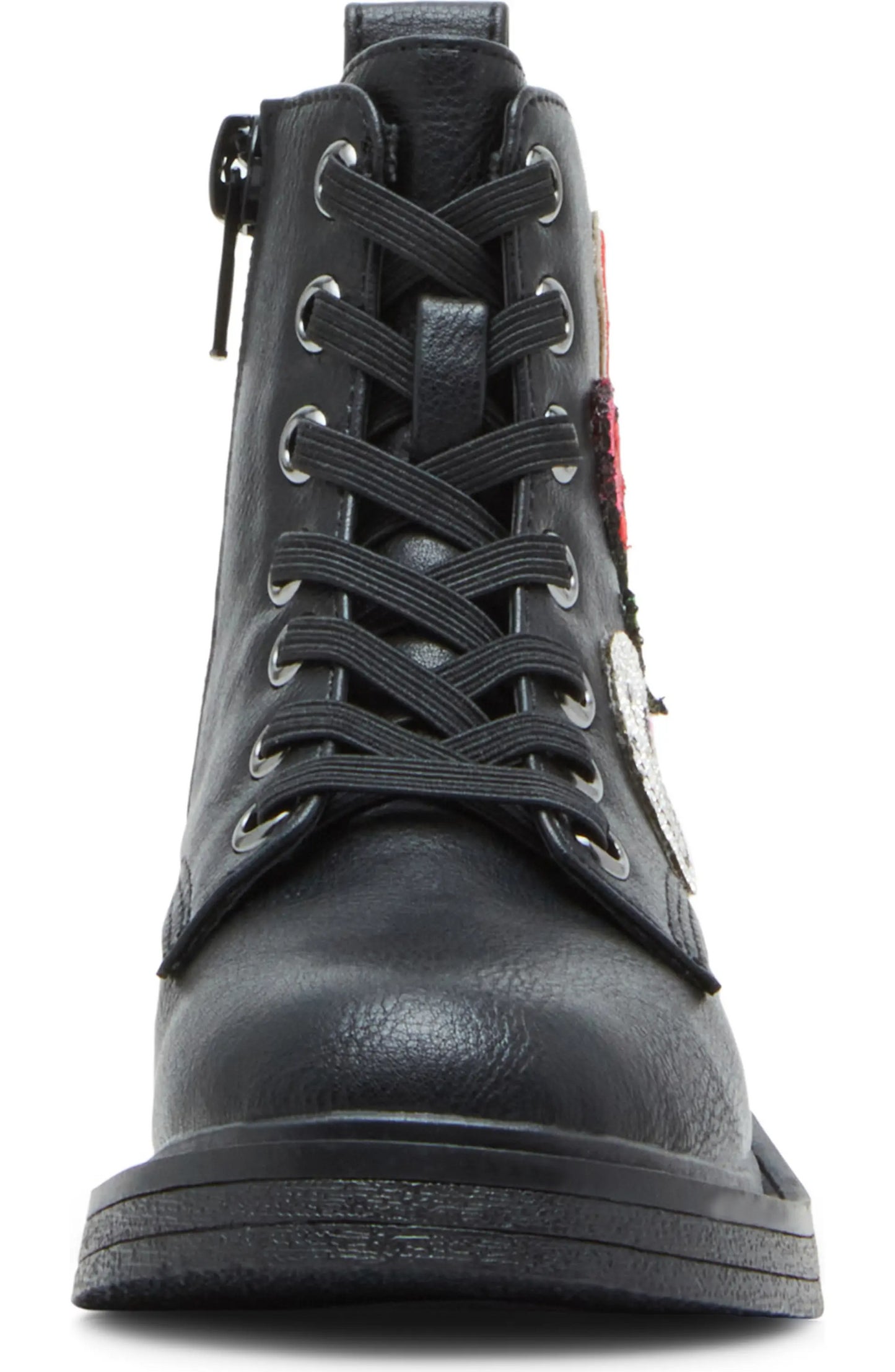 Steve Madden Girls Leader Patches Combat Boot, Black, 8 Little Kid