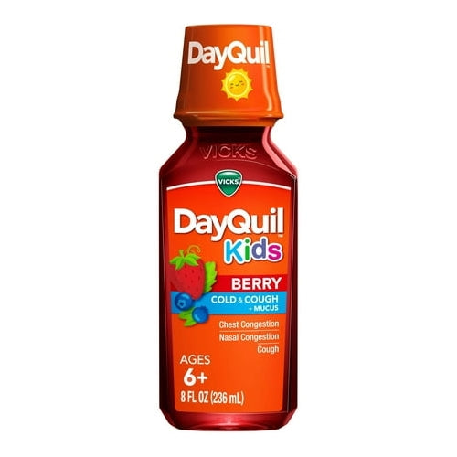 Vicks DayQuil Kids Cold and Cough Liquid, Cold Medicine for Children, Berry, 8 Fl oz