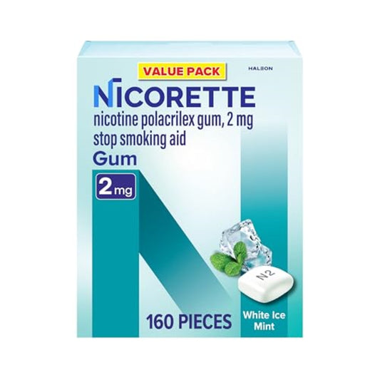 Nicorette 2mg Nicotine Gum to Help Quit Smoking - White Ice Mint Flavored Stop Smoking Aid, 160 Count
