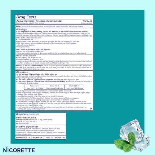 Nicorette 2mg Nicotine Gum to Help Quit Smoking - White Ice Mint Flavored Stop Smoking Aid, 160 Count