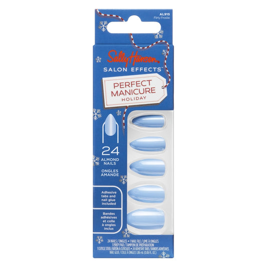 Sally Hansen Salon Effects® Perfect Manicure, Flirty Frostie, Press On Nails, Non-Damaging Adhesive Tabs, File, and Alcohol Pad Included