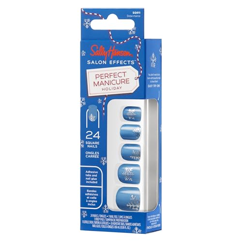 Sally Hansen Salon Effects® Perfect Manicure, Snow-mance, Press On Nails, Non-Damaging Adhesive Tabs, File, and Alcohol Pad Included