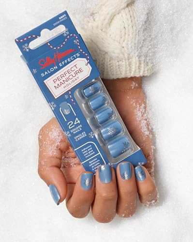Sally Hansen Salon Effects® Perfect Manicure, Snow-mance, Press On Nails, Non-Damaging Adhesive Tabs, File, and Alcohol Pad Included