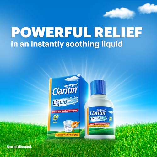 Claritin® Liquid, Allergy Medicine for Adults, 24-Hour Non-Drowsy Loratadine 5mg, Antihistamine, Cooling Honey Flavored, 8 fl. oz