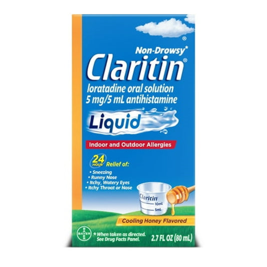 Claritin 24 Hour Non-Drowsy Loratadine Antihistamine Allergy Relief Medicine, Cooling Honey Syrup, 5 mg, 2.7 oz