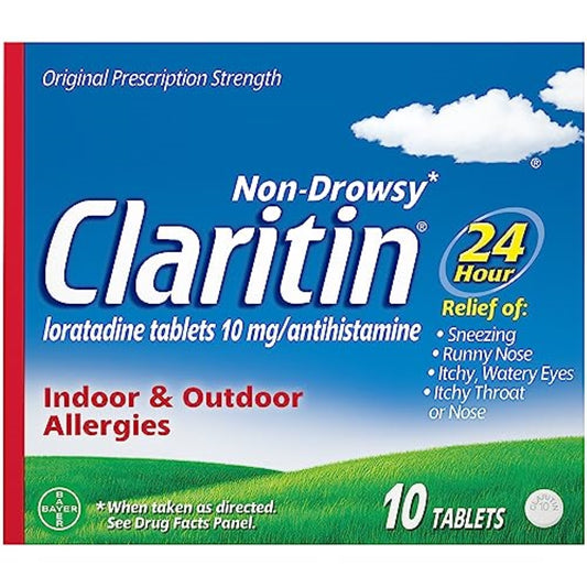 Claritin 24 HR Non Drowsy Allergy Medicine, Loratadine antihistamine tablets, 10 Ct