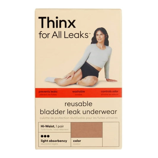 Thinx For All Leaks Light Absorbency Hi-Waist Bladder Leak Underwear, Small, Desert Rose