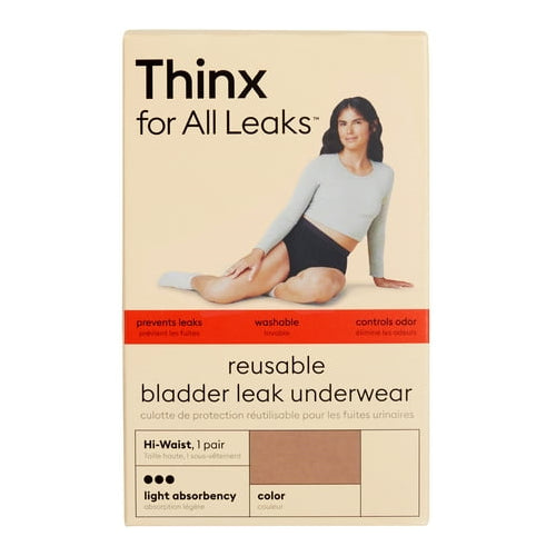 Thinx For All Leaks Light Absorbency Hi-Waist Bladder Leak Underwear, Large, Desert Rose