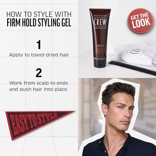 American Crew Men's Hair Styling Gel, Firm Hold, Non-Flaking, 8.4 fl oz