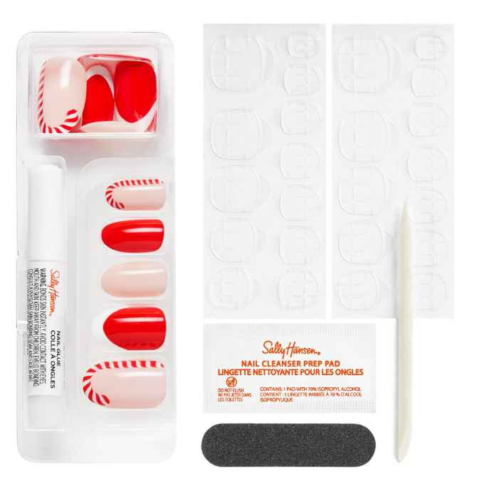 Sally Hansen Salon Effects® Perfect Manicure, Santa Sweetie, Press On Nails, Non-Damaging Adhesive Tabs, File, and Alcohol Pad Included