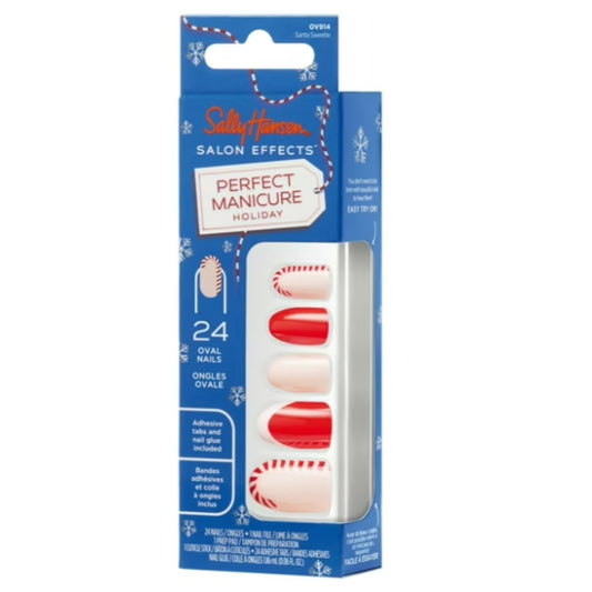 Sally Hansen Salon Effects® Perfect Manicure, Santa Sweetie, Press On Nails, Non-Damaging Adhesive Tabs, File, and Alcohol Pad Included