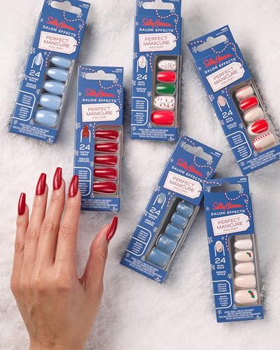 Sally Hansen Salon Effects® Perfect Manicure, Holiday Heartstrings, Press On Nails, Non-Damaging Adhesive Tabs, File, and Alcohol Pad Included