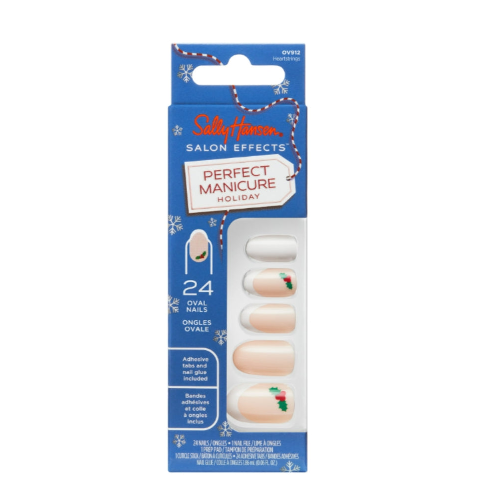 Sally Hansen Salon Effects® Perfect Manicure, Holiday Heartstrings, Press On Nails, Non-Damaging Adhesive Tabs, File, and Alcohol Pad Included