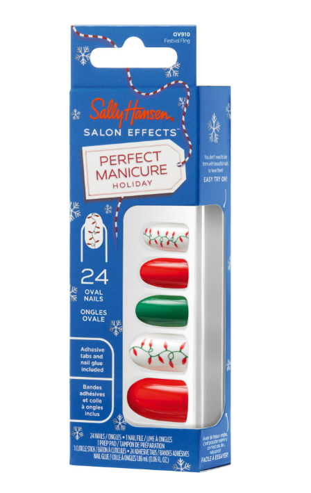 Sally Hansen Salon Effects® Perfect Manicure, Festival Fling, Press On Nails, Non-Damaging Adhesive Tabs, File, and Alcohol Pad Included