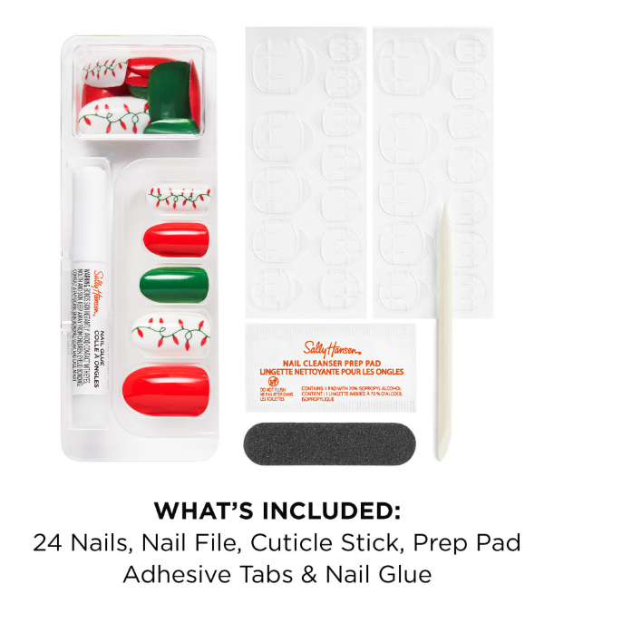 Sally Hansen Salon Effects® Perfect Manicure, Festival Fling, Press On Nails, Non-Damaging Adhesive Tabs, File, and Alcohol Pad Included