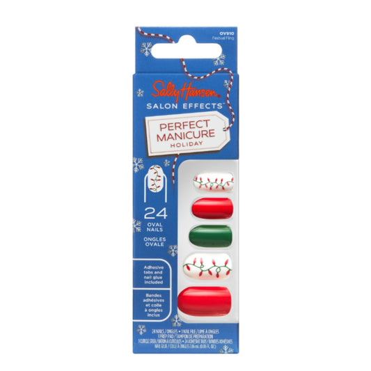 Sally Hansen Salon Effects® Perfect Manicure, Festival Fling, Press On Nails, Non-Damaging Adhesive Tabs, File, and Alcohol Pad Included
