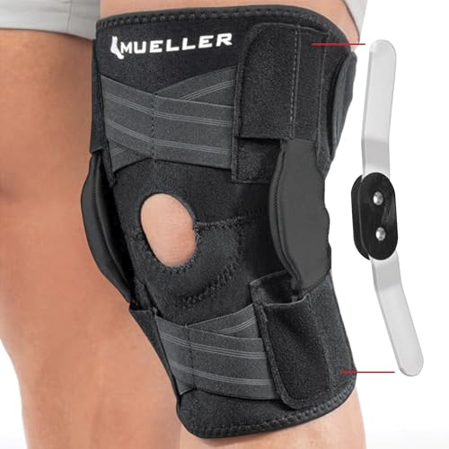 MUELLER Sports Medicine Self Adjusting Hinged Knee Brace for Men and Women, Knee Stabilizer for Compression and Pain Relief Support, Ideal for Arthritis, Sprains, Black, One Size