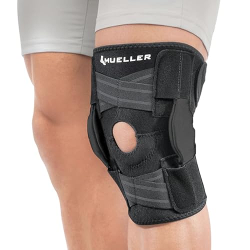 MUELLER Sports Medicine Self Adjusting Hinged Knee Brace for Men and Women, Knee Stabilizer for Compression and Pain Relief Support, Ideal for Arthritis, Sprains, Black, One Size