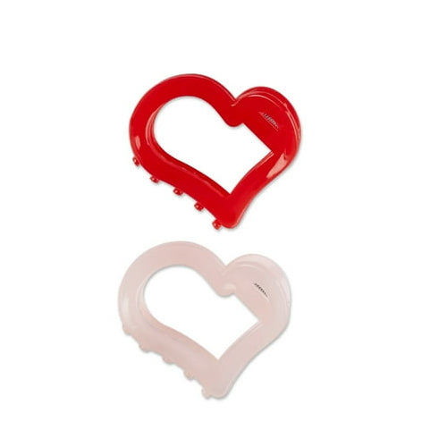 Scunci Unbreakable Heart Claw Clips, Red and Pink, 2 Count
