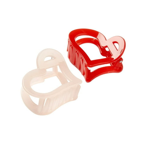Scunci Unbreakable Heart Claw Clips, Red and Pink, 2 Count