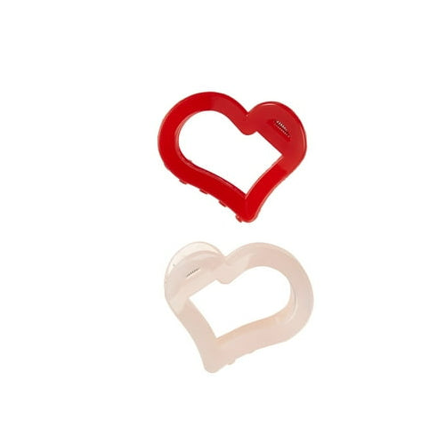 Scunci Unbreakable Heart Claw Clips, Red and Pink, 2 Count