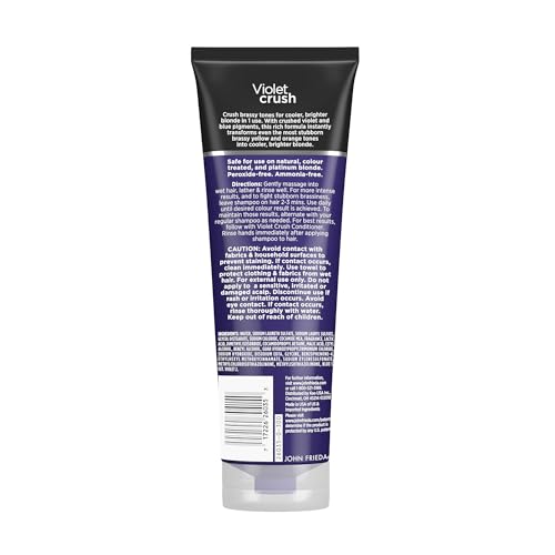 John Frieda 8.3 Ounce Shampoo for Blonde Hair, Violet Crush Purple Shampoo, Neutralizes Brassy Yellow Tones, Blonde Toner for Bleached, Platinum