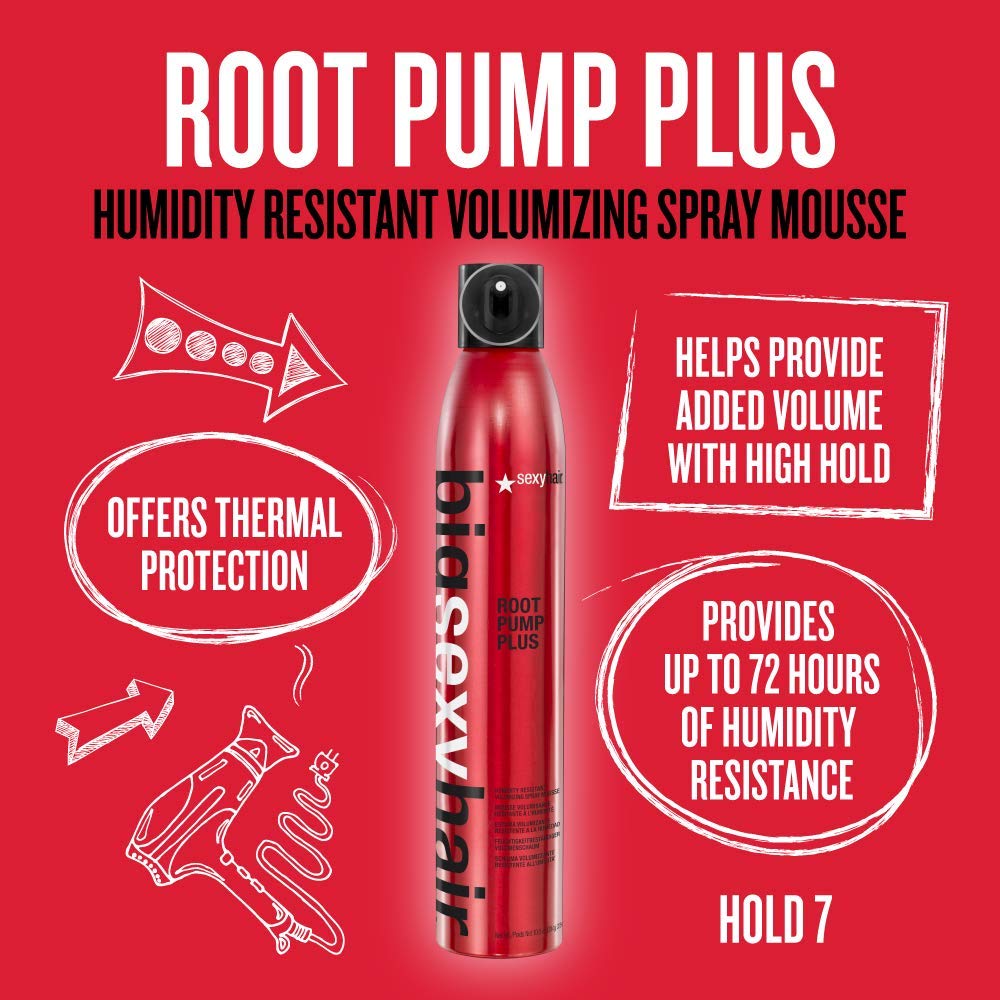 SexyHair Big Root Pump Plus Volumizing Spray Mousse, 10 Oz | Volume with High Hold | Up to 72 Hour Humidity Resistance