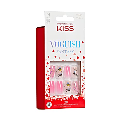 KISS Voguish Fantasy Valentine’s Day Fake Nails, ‘Crush’, 28 Count