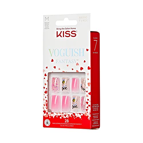 KISS Voguish Fantasy Valentine’s Day Fake Nails, ‘Crush’, 28 Count