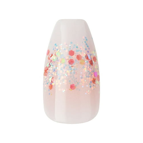 KISS Voguish Fantasy Holiday Press-On Nails, Warm Hugs, White, Medium Length, Almond Shaped, 28 Ct.