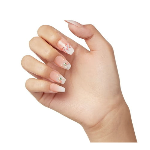 KISS Voguish Fantasy Holiday Press-On Nails, Warm Hugs, White, Medium Length, Almond Shaped, 28 Ct.